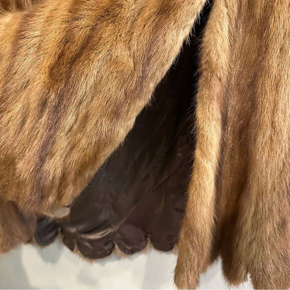 Vintage real mink cape with scalloped edges 1950s mink stole cape - Picture 9 of 13